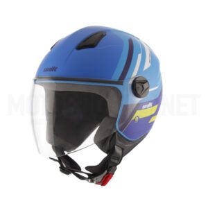 Casco Jet Unik Astro azul-amarillo mate