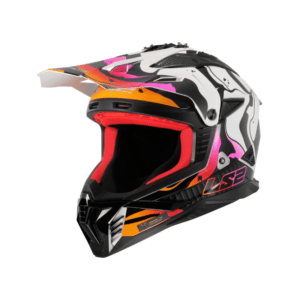 Casco LS2 MX708 FAST II 2206 WASH negro/blanco/rosa/naranja