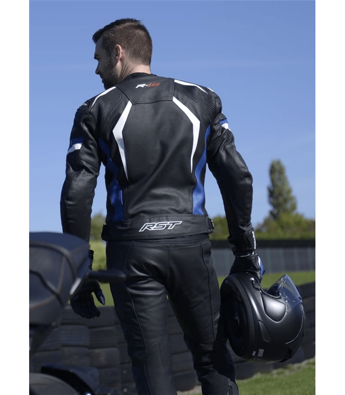 CHAQUETA DE CUERO (HOMBRE) RST R-18 NEGRO/BLANCO TALLA 4XL - Imagen 2