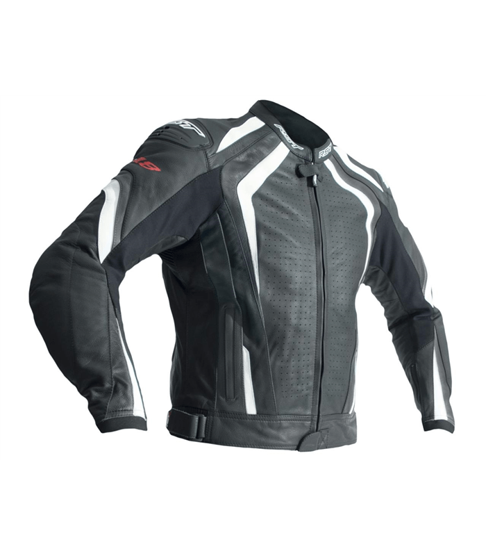 CHAQUETA DE CUERO (HOMBRE) RST R-18 NEGRO/BLANCO TALLA 4XL